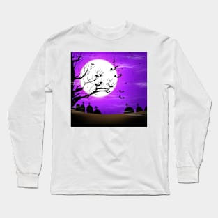 halloween night background Long Sleeve T-Shirt